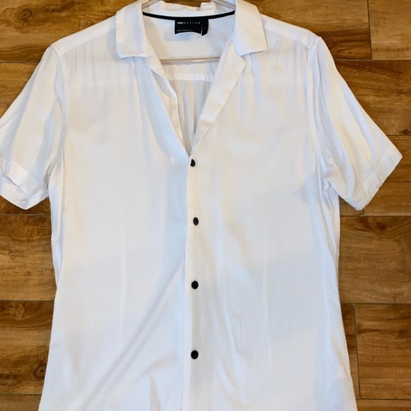 ASOS Men’s White V-neck Button Down Short Sleeve Polo Size Small - Picture 10 of 10